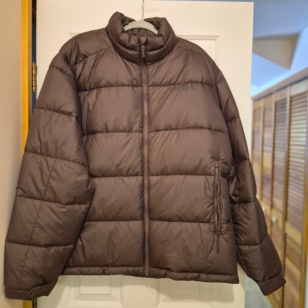 Columbia Womens L Puffer Jacket Brown Full Zip Warm Winter Coat Outerwear Top